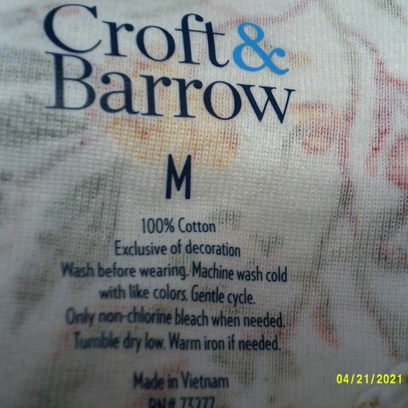 knit v-neck top croft & barrow floral cotton - Picture 6 of 8